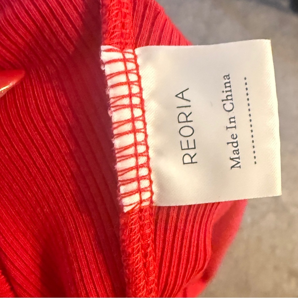 Reforia Red Ribbed Bodycon Maxi Dress Short Sleeve Size L - Picture 2 of 3